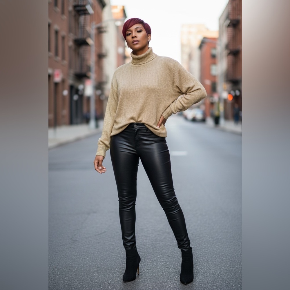 Gold Turtleneck Sweater Westbound style Chic and Y2K Vibes. Excellent C ☑️ - Picture 3 of 10